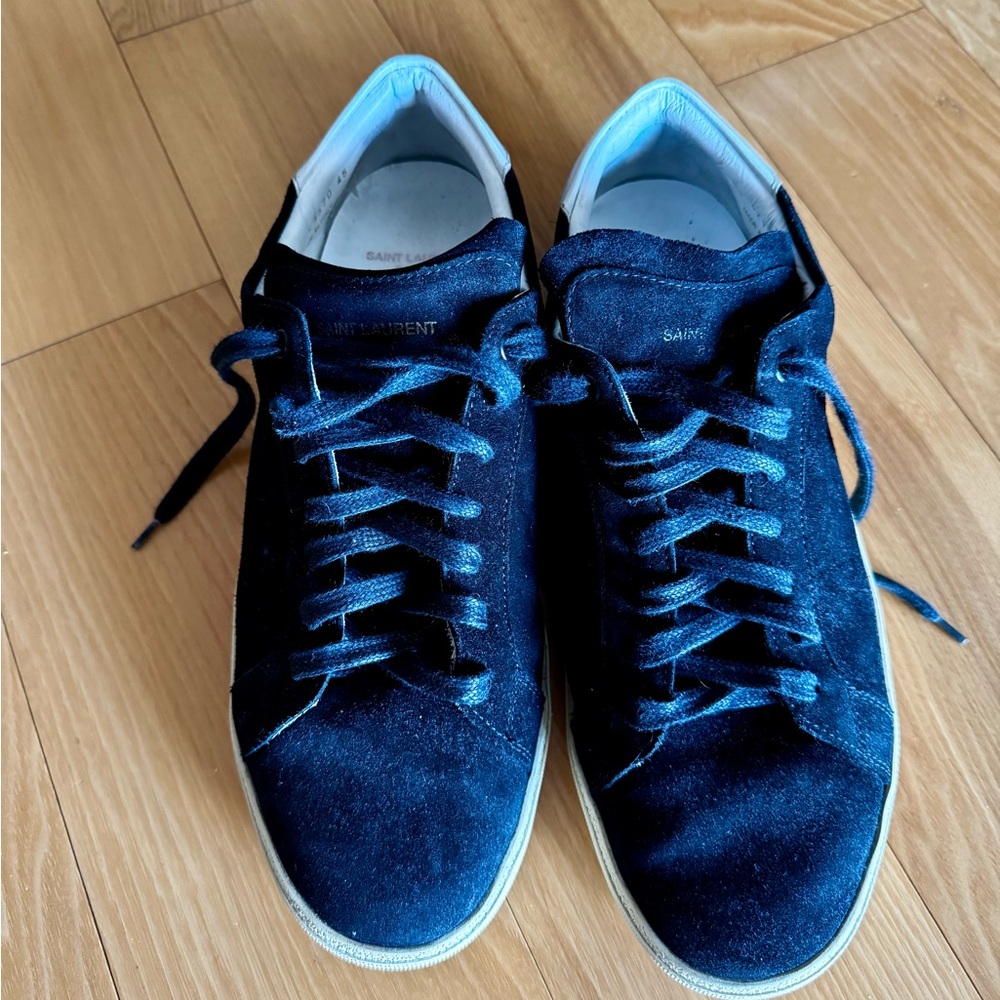 Saint Laurent SL/06 Court Classic Suede Sneakers Mens Black Size US 12 (EU 45)